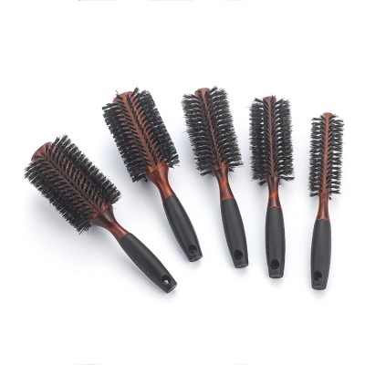 Wholesale custom round hair hand brush bristle brush hair set plastic handle brush