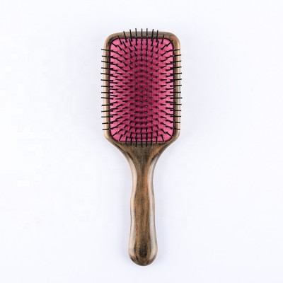 salon professional wooden baby hair brush wood customize wooden paddle brush  wooden detangling hair brush